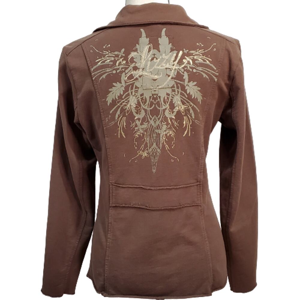 Lizzy Lovin Life Brown Bohemian Butterfly Graphic Jacket M